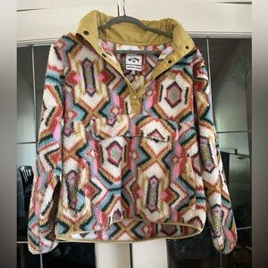 Billabong Yellow Multicolor Aztec Sherpa Jacket